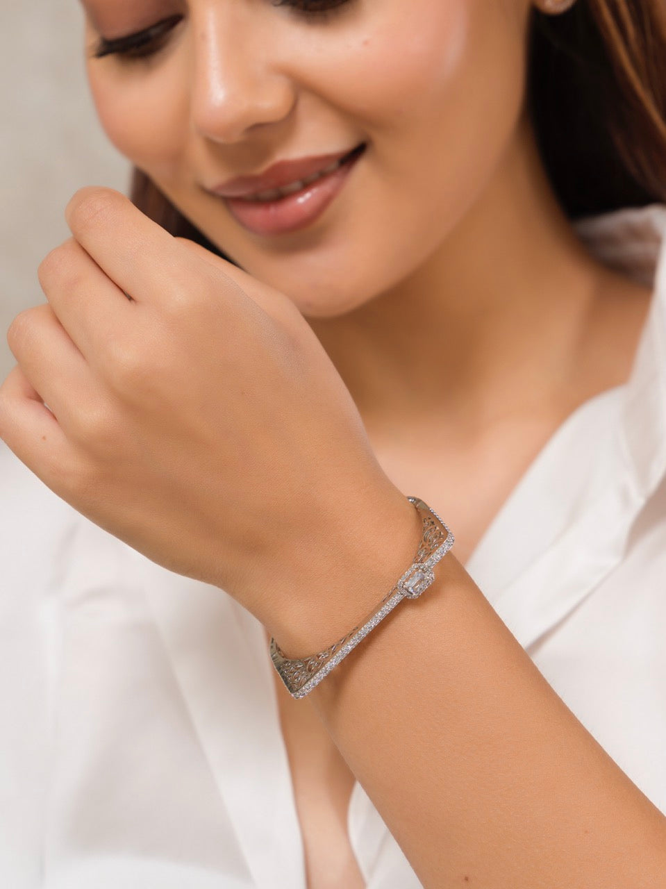 Eva Rhodium Plated