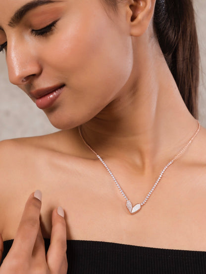 Amour Mother Pearl Necklace With Crystals